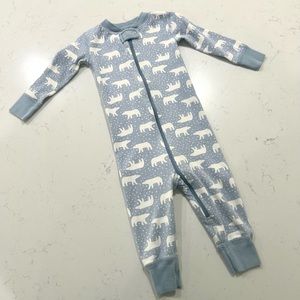 Hanna Andersson zipped sleeper, blue and white bears - size 12-18 months